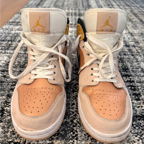 Air Jordan Mid Sneakers in Black and Gold - Picture 2 of 4